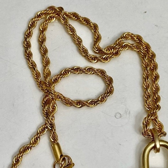 LOUIS VUITTON Lock and key 🔐 on Gold Tone Necklace #313 - Picture 11 of 12